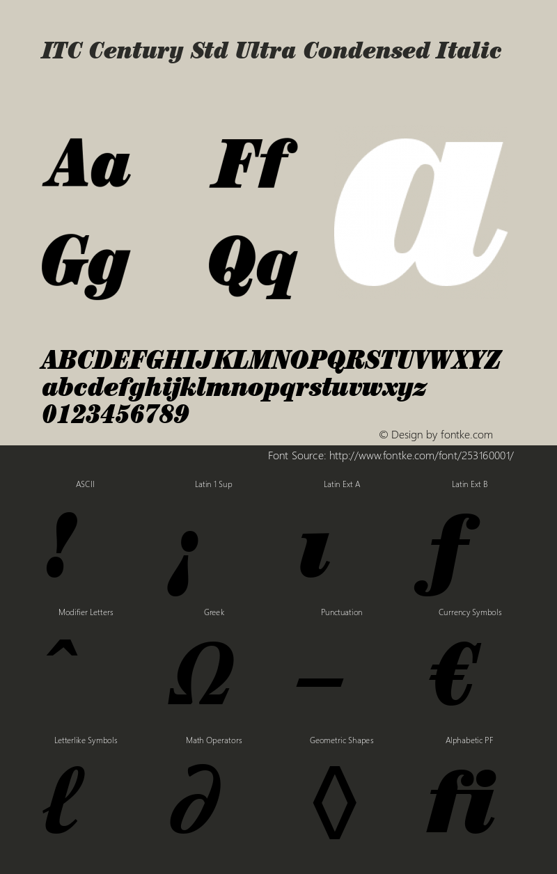 ITC Century Std Ultra Cond Italic Version 1.000 Build 1000图片样张