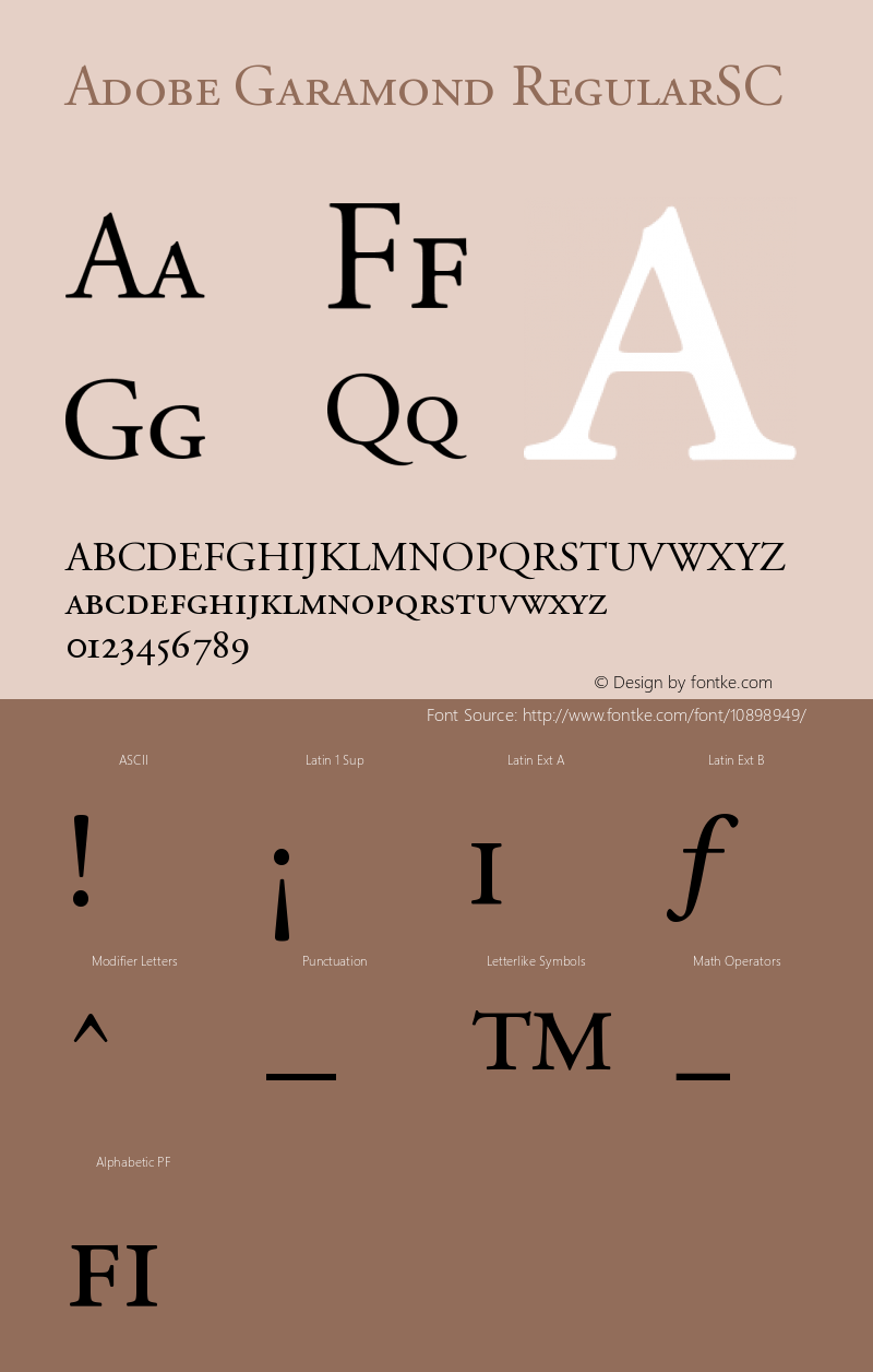 Adobe Garamond RegularSC Version 001.003 Font Sample