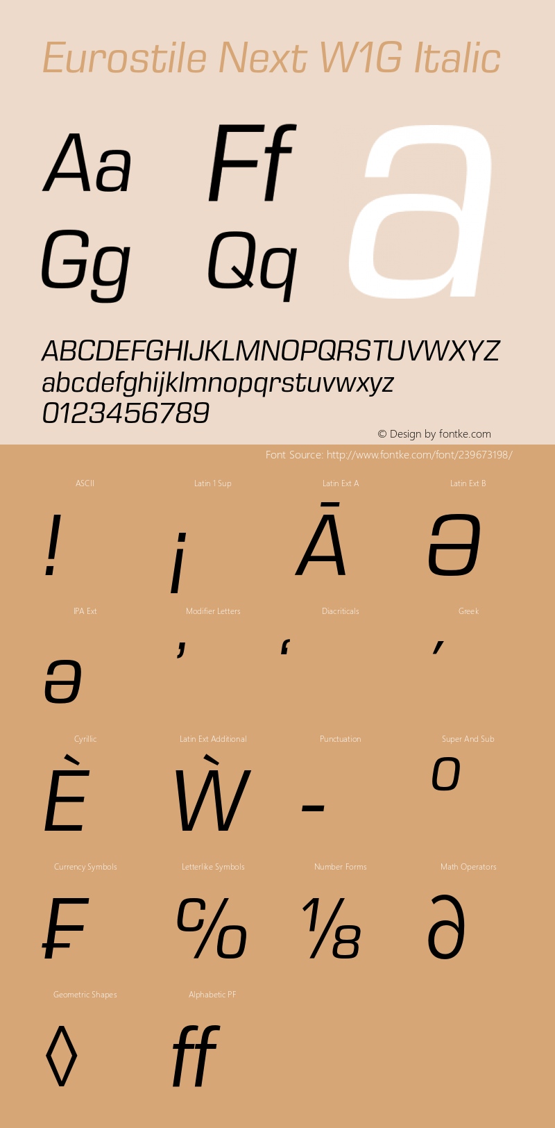 Eurostile Next W1G Italic Version 1.00图片样张