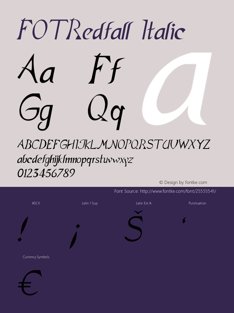 FOTRedfall-Italic Version 1.000 Font Sample