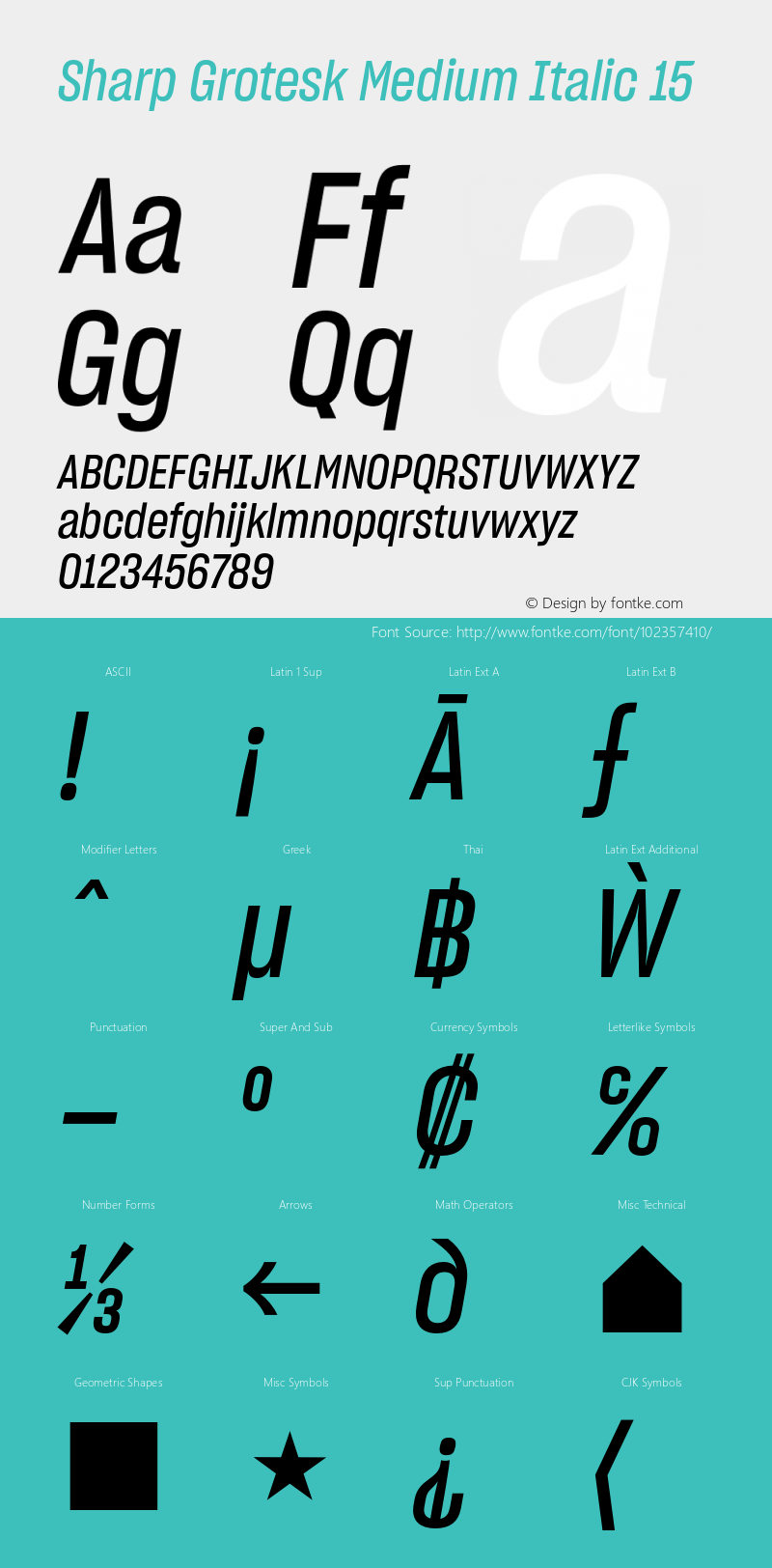 Sharp Grotesk Medium Italic 15 Version 1.003 Font Sample