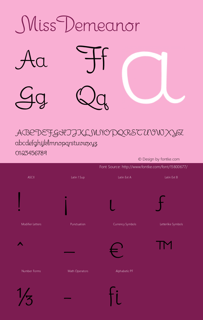 MissDemeanor ☞ Version 1.000;com.myfonts.easy.typadelic.miss-demeanor.regular.wfkit2.version.3Cws Font Sample