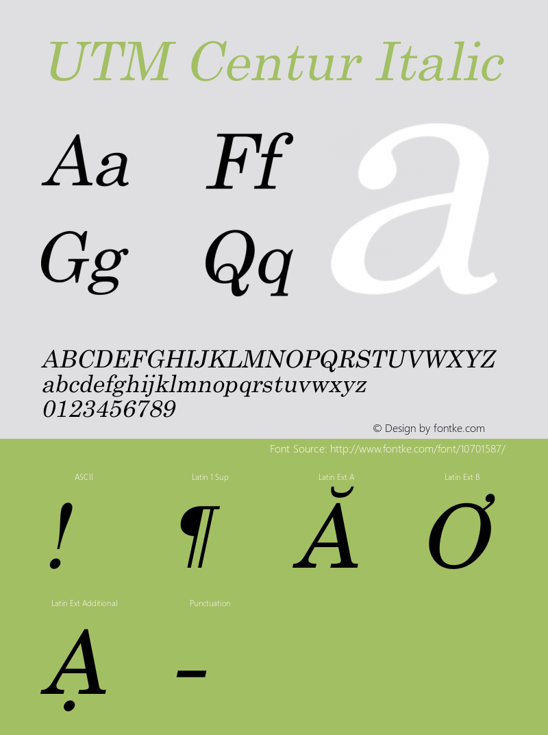 UTM Centur Italic Version 1.00 July 16, 2009, initial release Font Sample