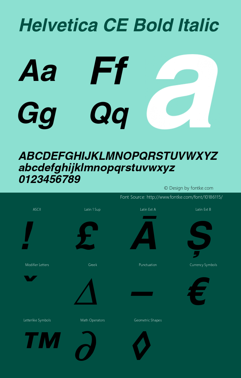 Helvetica CE Bold Italic OTF 1.0;PS 002.001;Core 1.0.22 Font Sample