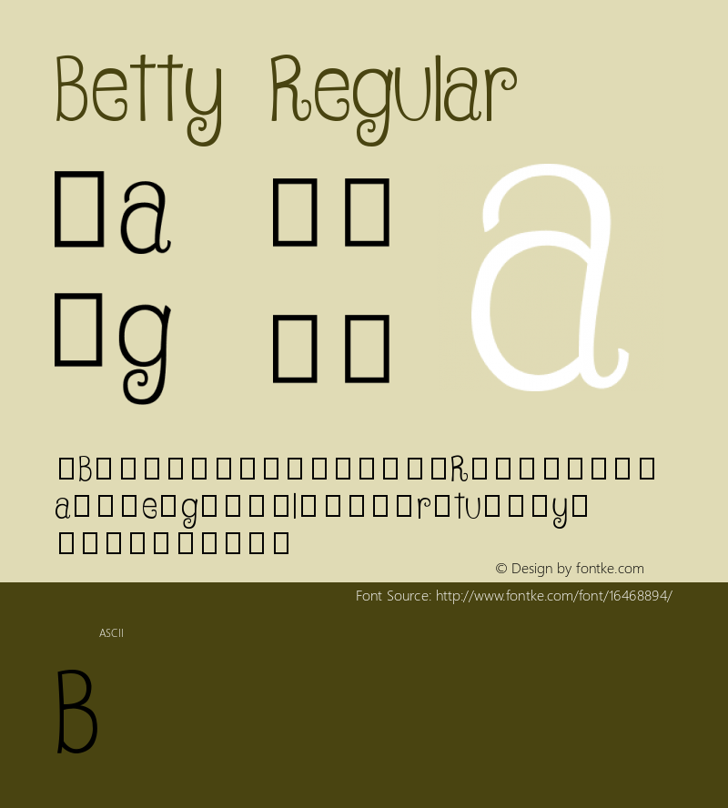 Betty Regular Version 1.0 Font Sample