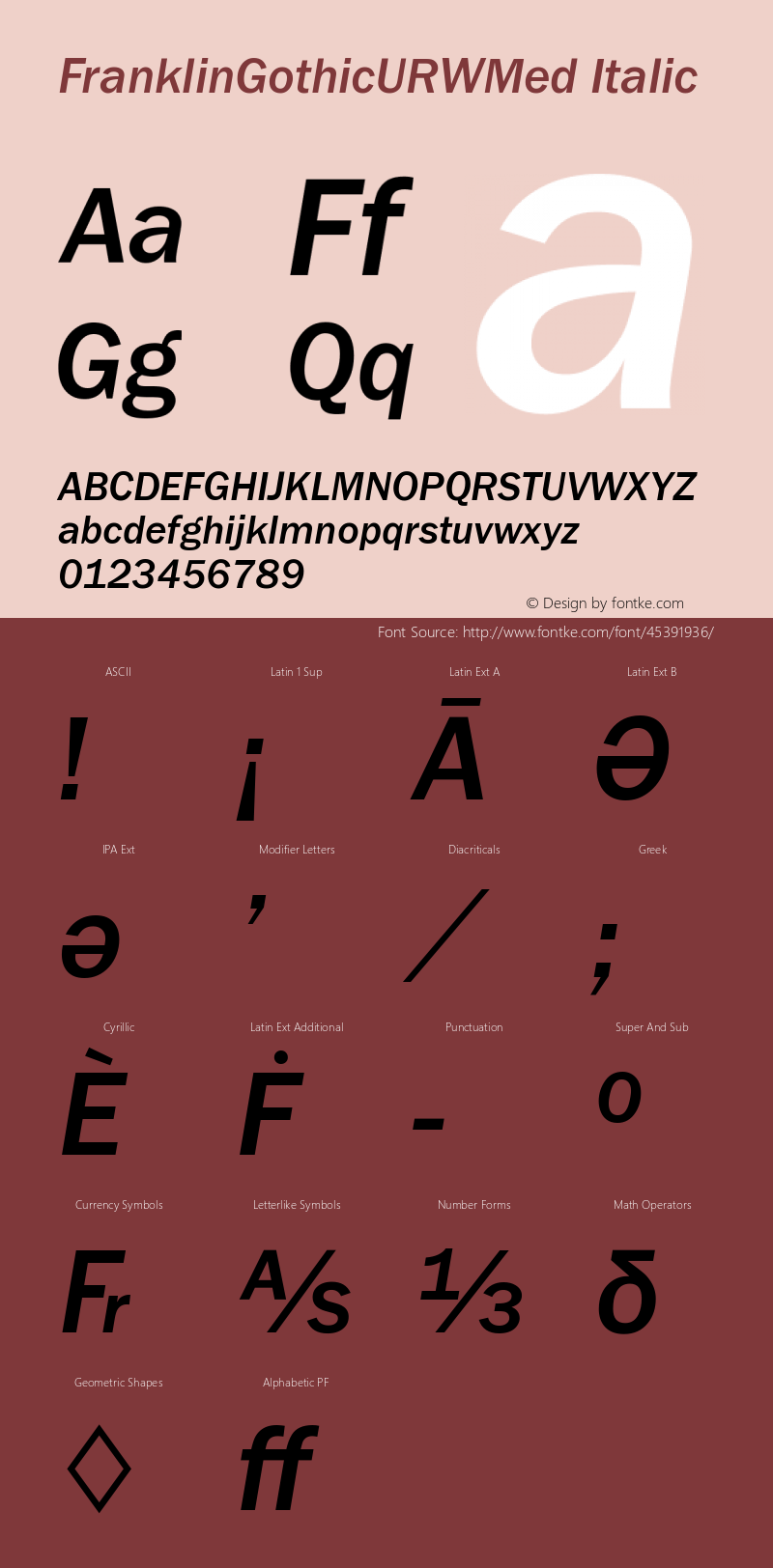 FranklinGothicURWMed Italic Version 1.00 Font Sample