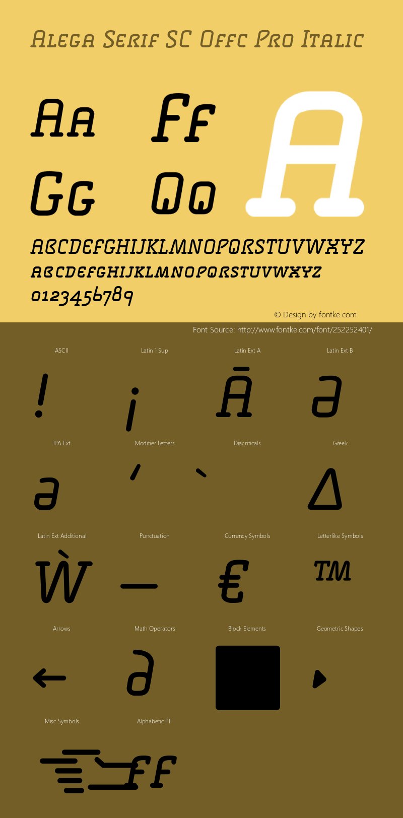 Alega Serif SC Offc Pro Italic Version 7.504; 2009; Build 1020图片样张