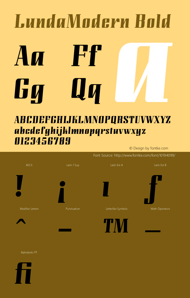 LundaModern Bold 001.000 Font Sample