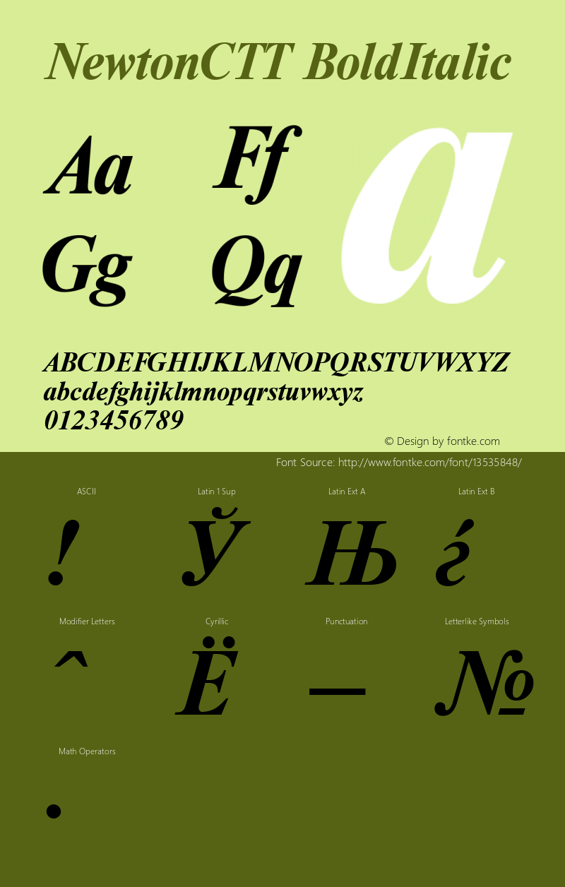 NewtonCTT BoldItalic TrueType Maker version 1.10.00 Font Sample