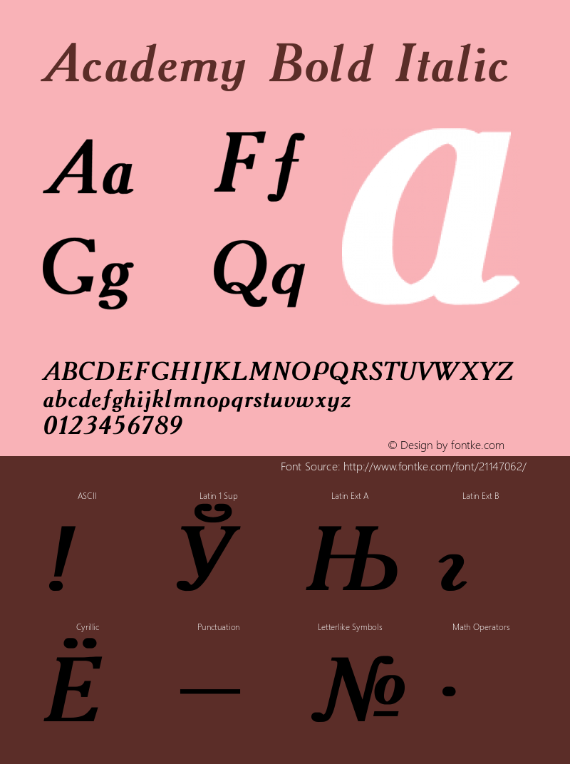 Academy Bold Italic Converted from d:\windows\system\ACD56___.BF1 by ALLTYPE Font Sample