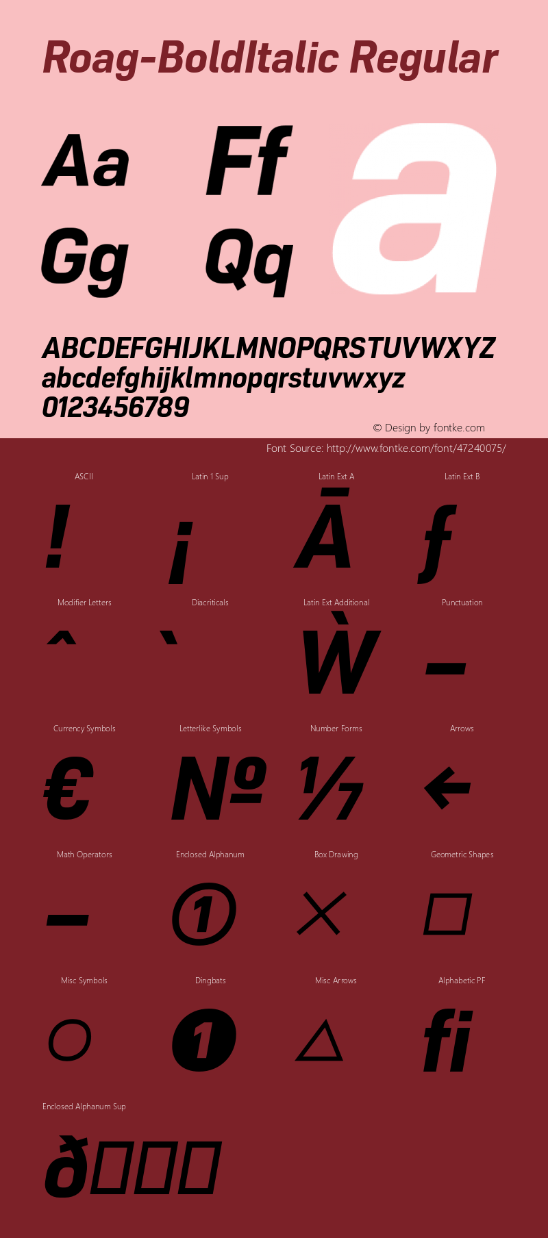 Roag W05 Bold Italic Version 1.00 Font Sample