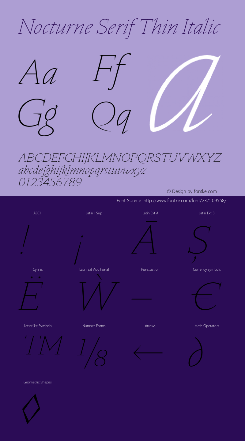 Nocturne Serif Thin Italic Version 2.000;hotconv 1.0.109;makeotfexe 2.5.65596图片样张