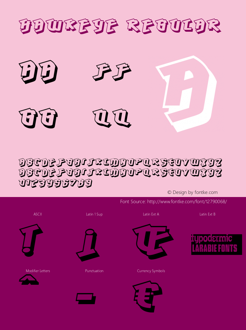 Hawkeye Regular Version 3.000 2004 Font Sample