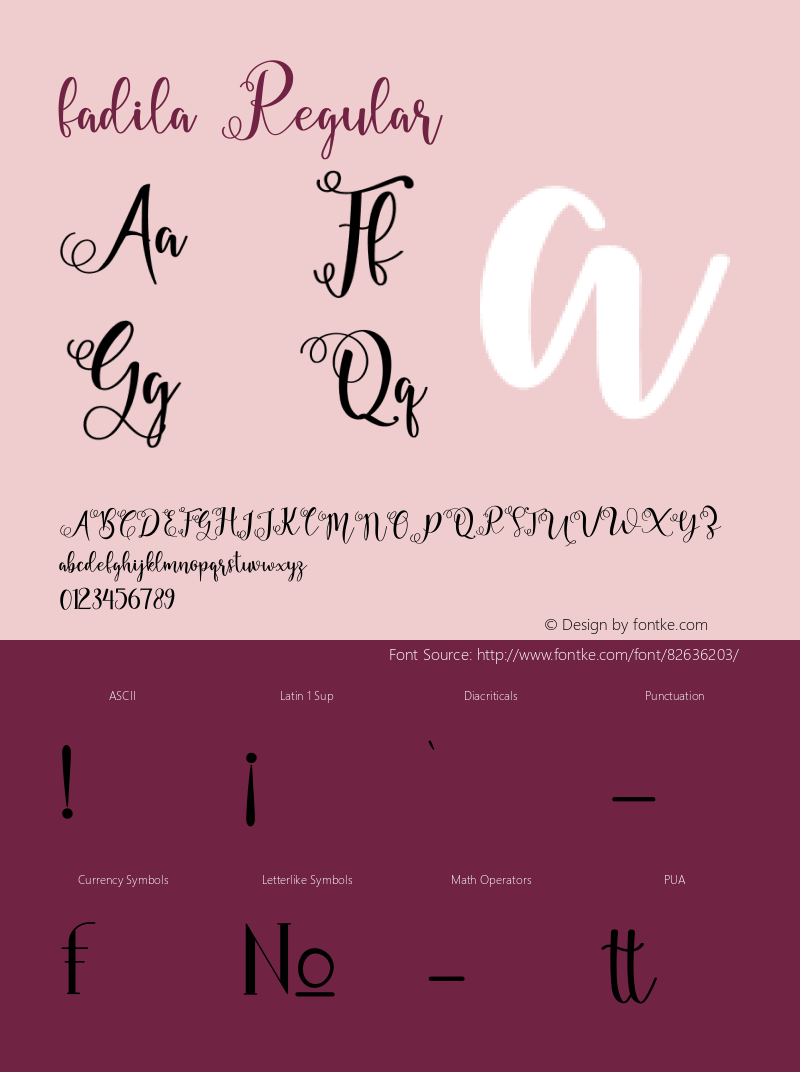 fadila Version 1.00;July 5, 2020;FontCreator 12.0.0.2545 64-bit Font Sample