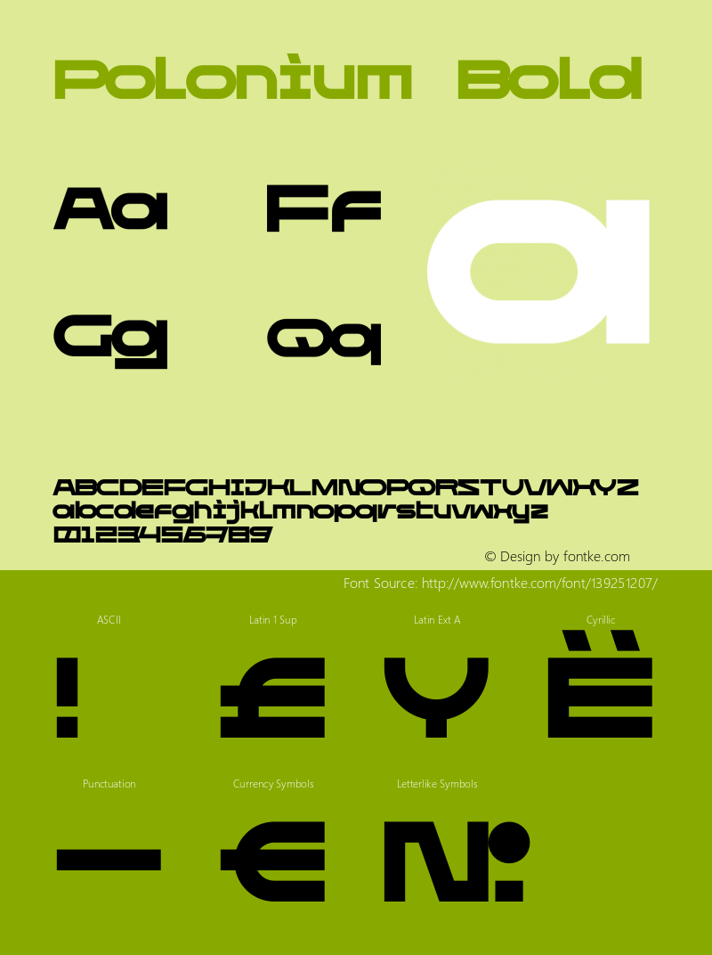 Polonium Bold Version 1.017;Fontself Maker 3.5.4 Font Sample