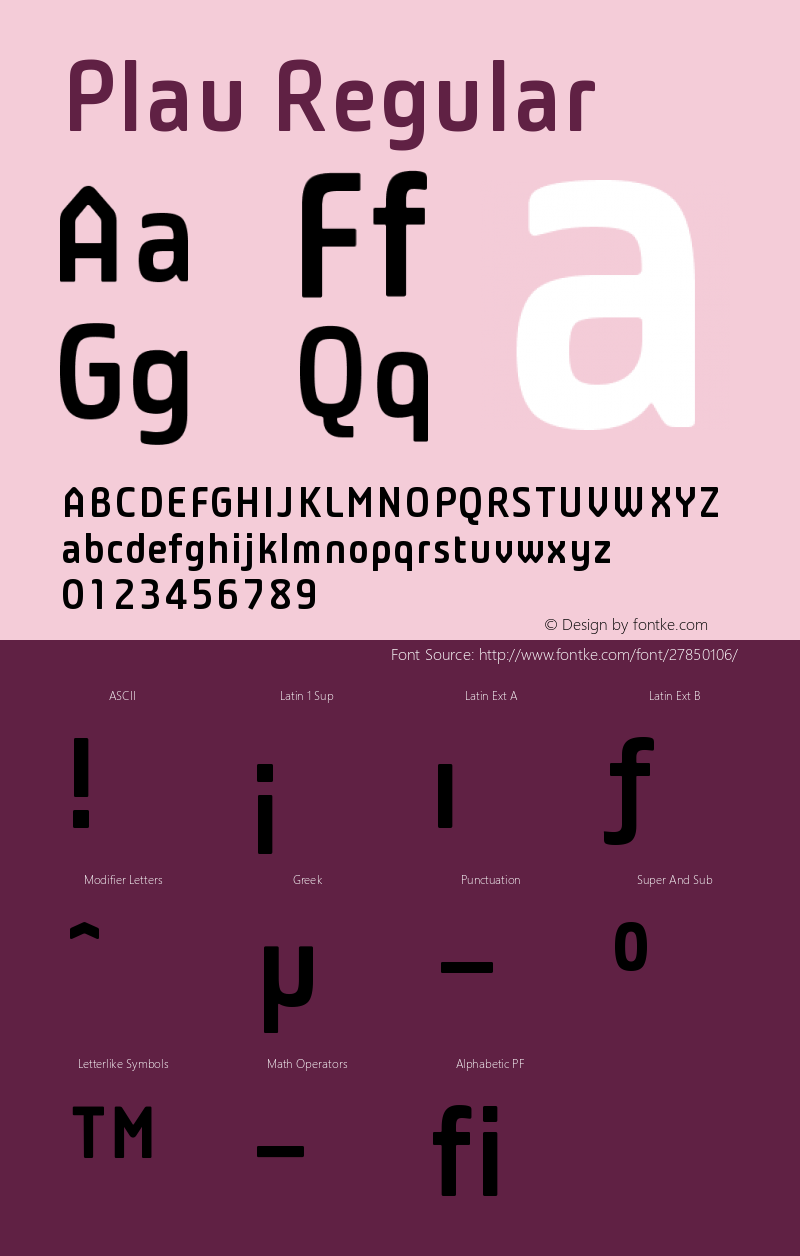 Plau Version 1.000 Font Sample