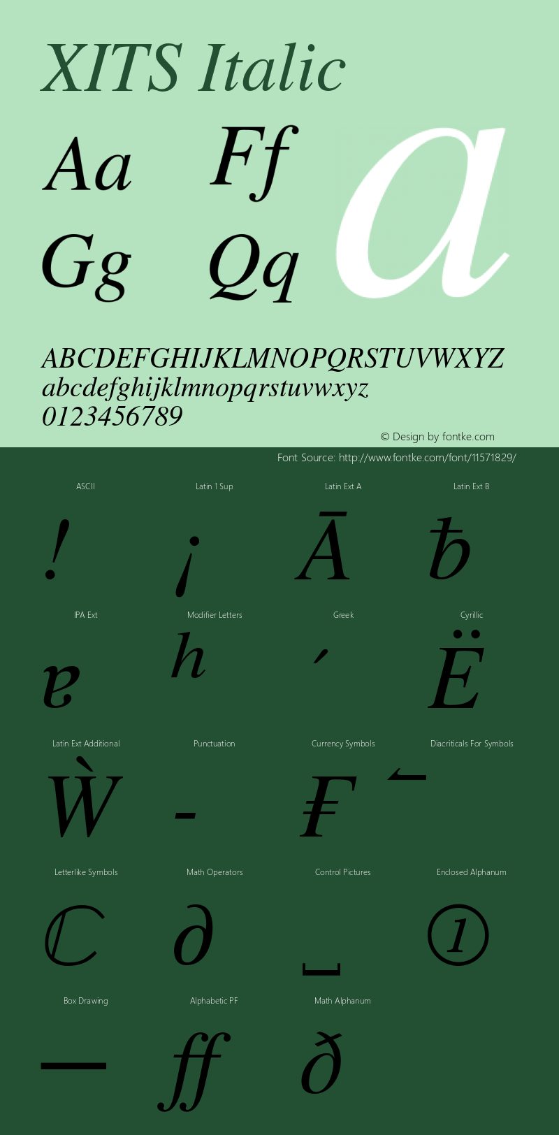 XITS Italic Version 001.001 Font Sample