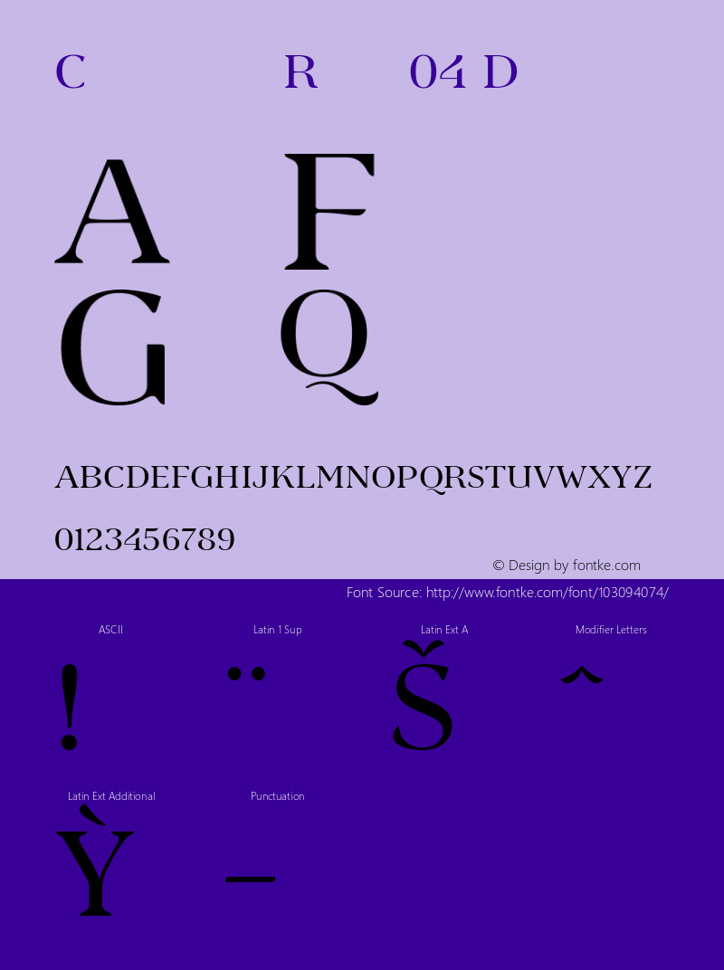 Carlsberg Roman04 Display Version 1.000 Font Sample