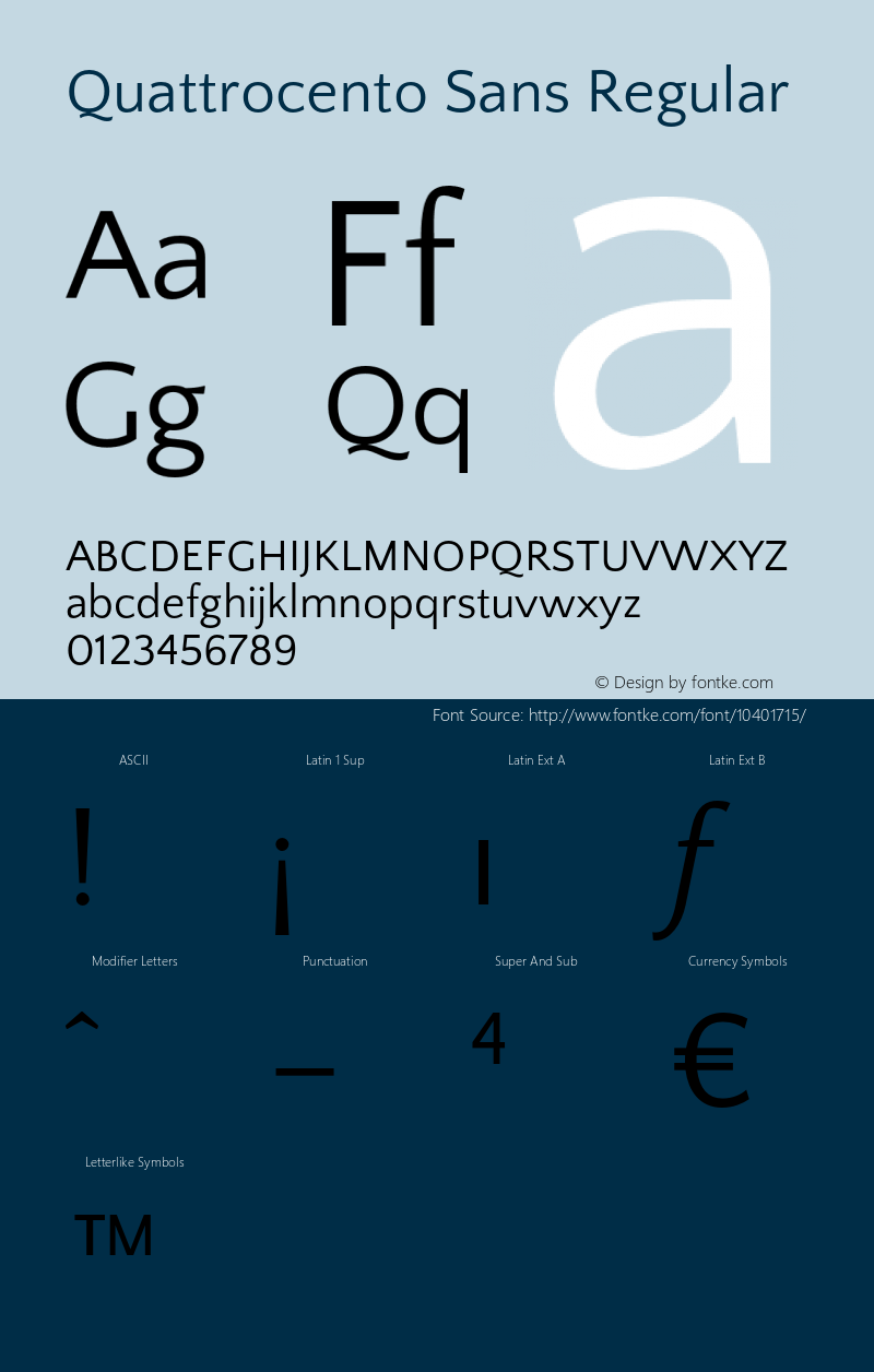 Quattrocento Sans Regular Version 1.002 Font Sample