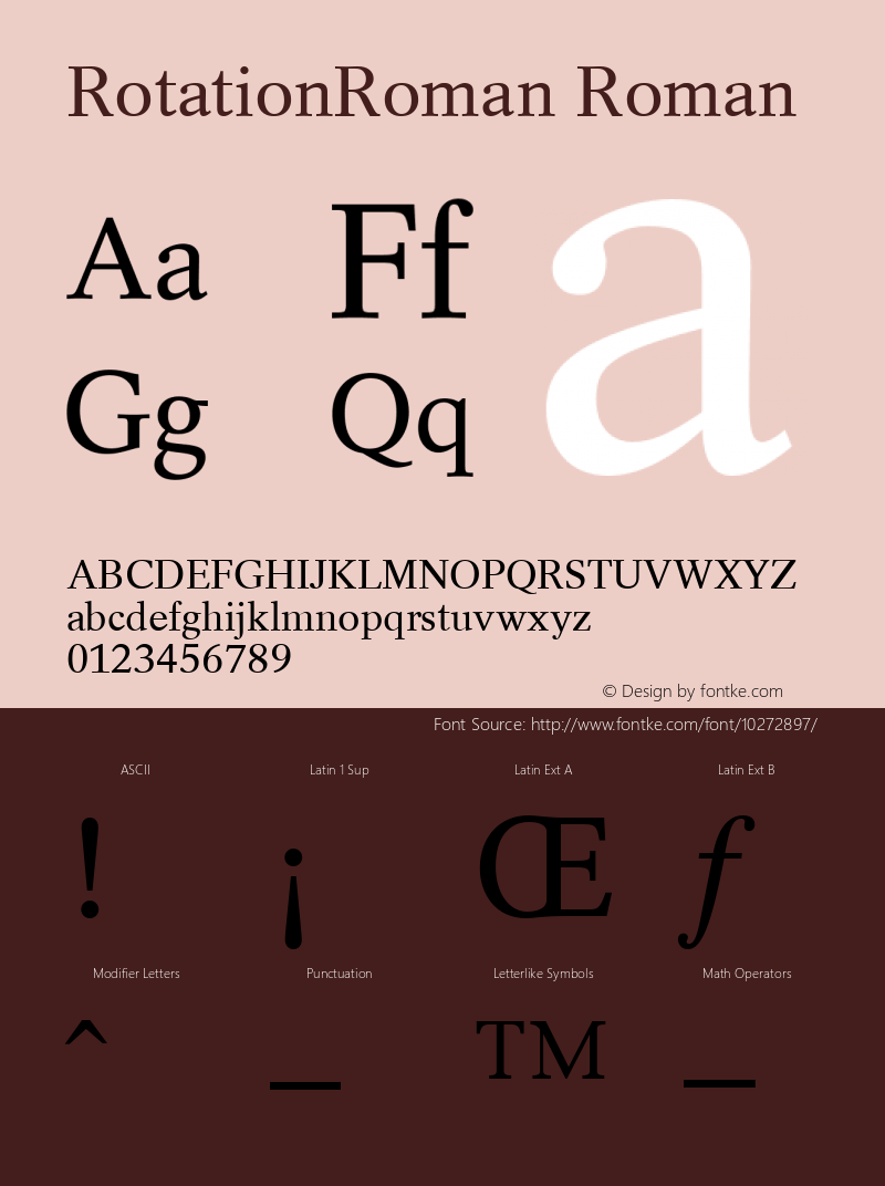 RotationRoman Roman Version 1.00 Font Sample