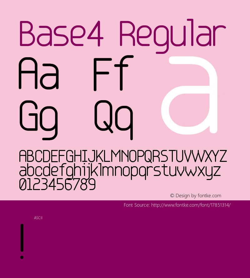 Base4 Regular 1999; 1.1 Font Sample