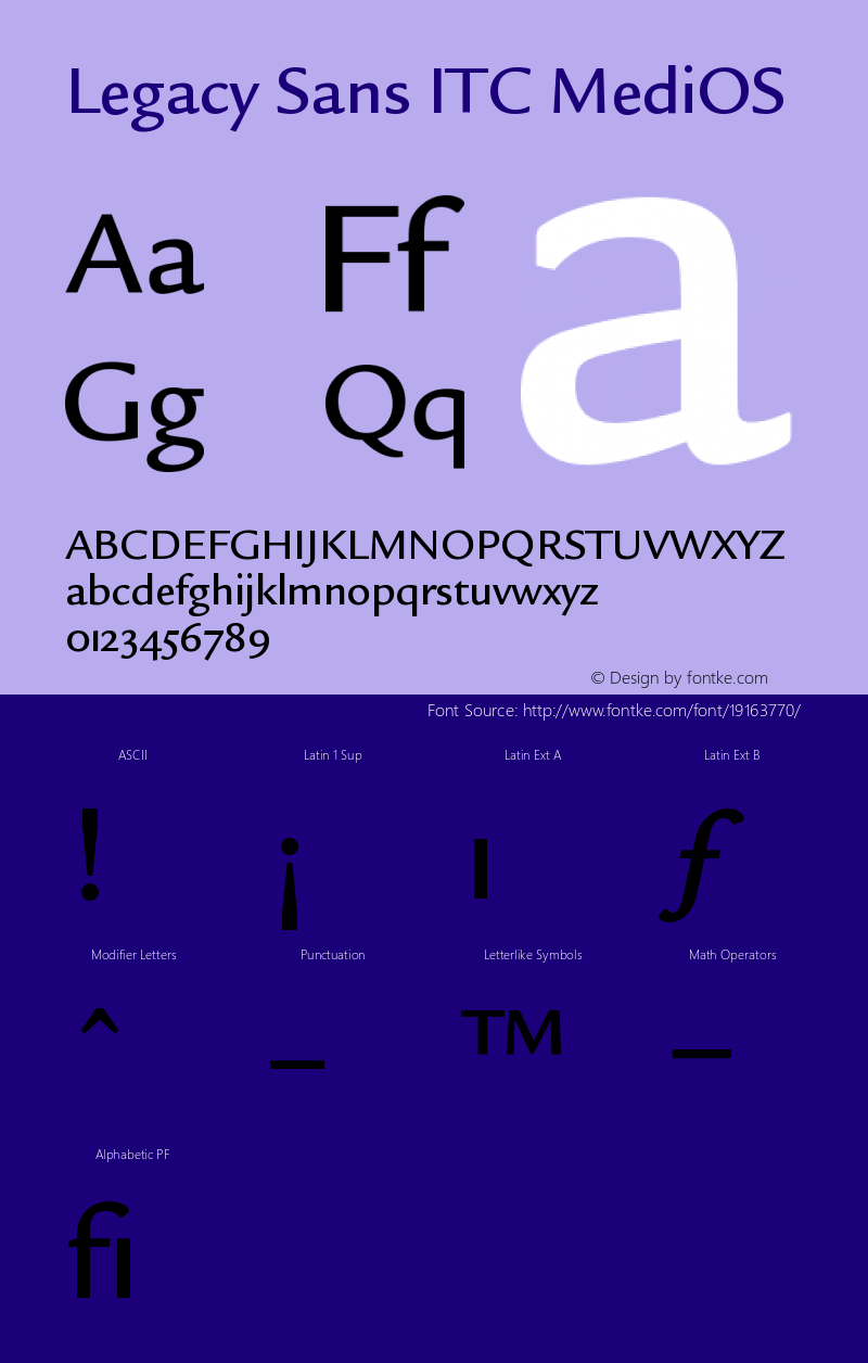 Legacy Sans ITC Medium OS Version 001.005 Font Sample