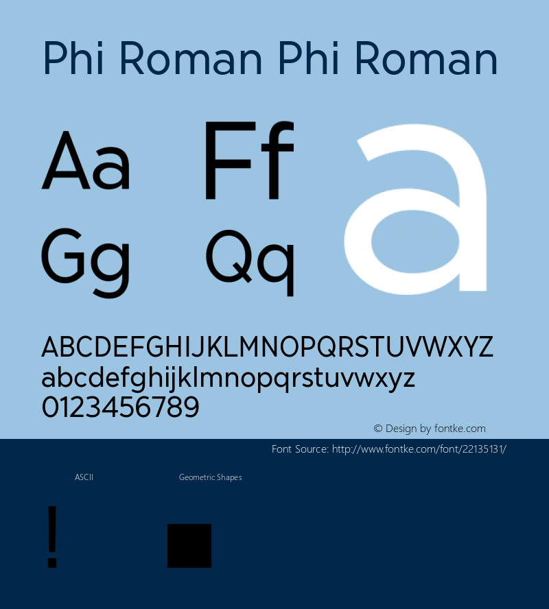 Phi Roman Version 1.0 Font Sample
