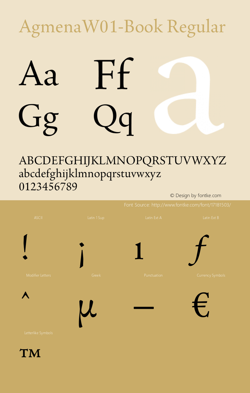 AgmenaW01-Book Regular Version 1.00 Font Sample