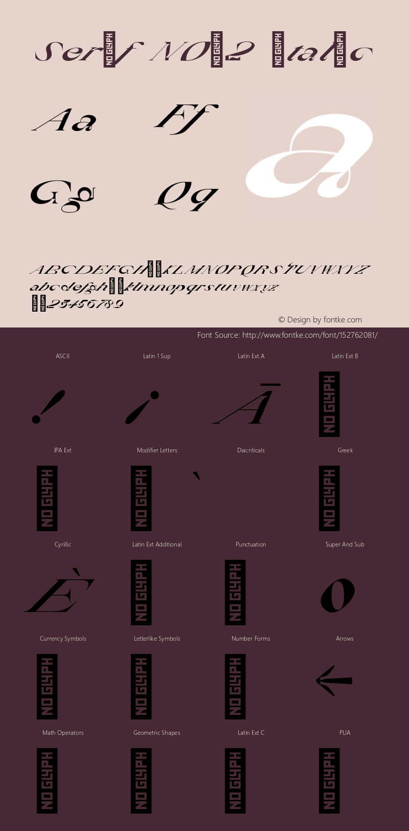 Serif NO02 Regular Display Twisted Trial Version 1.002;hotconv 1.0.109;makeotfexe 2.5.65596 Font Sample