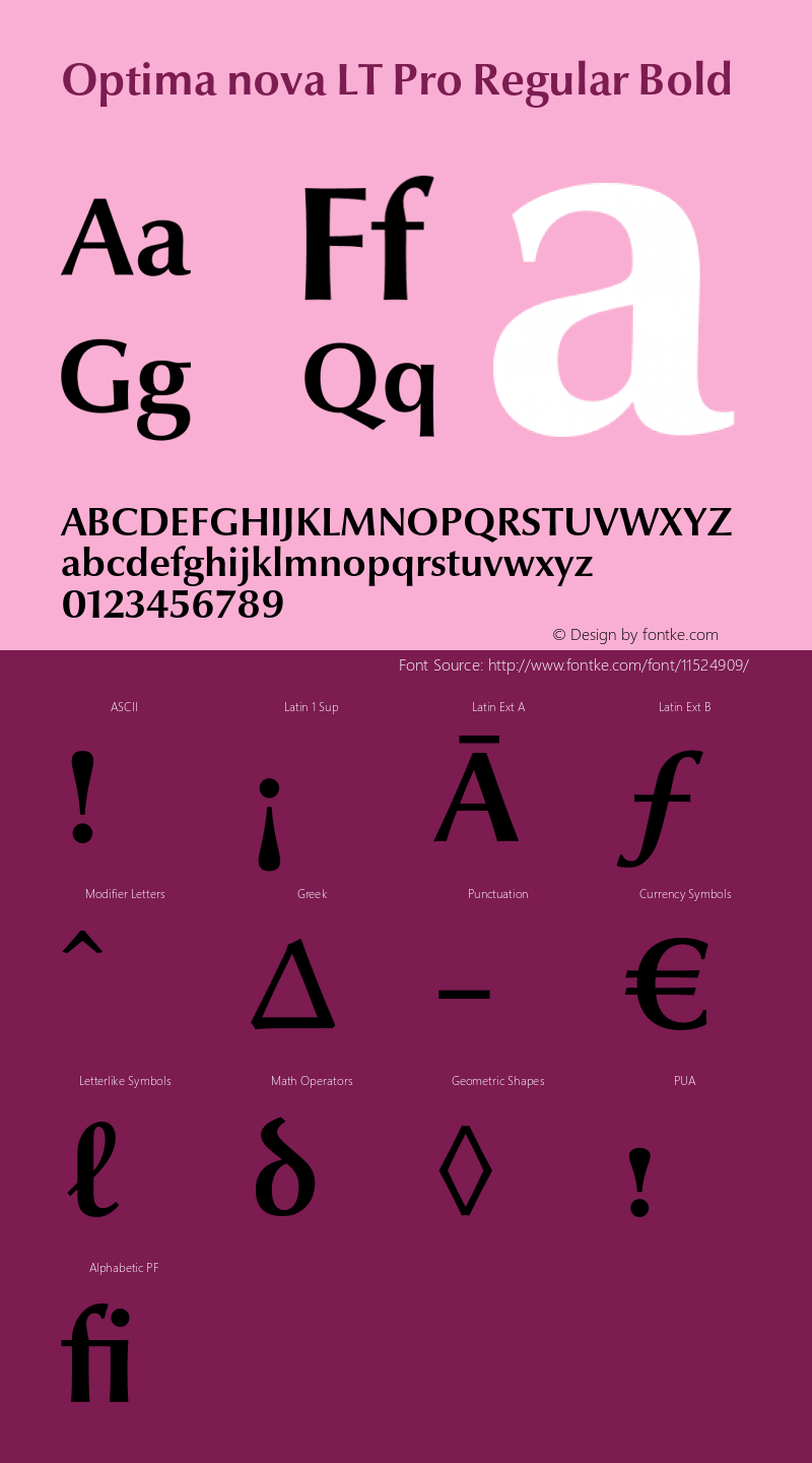 Optima nova LT Pro Regular Bold Version 1.200;PS 001.002;hotconv 1.0.38 Font Sample