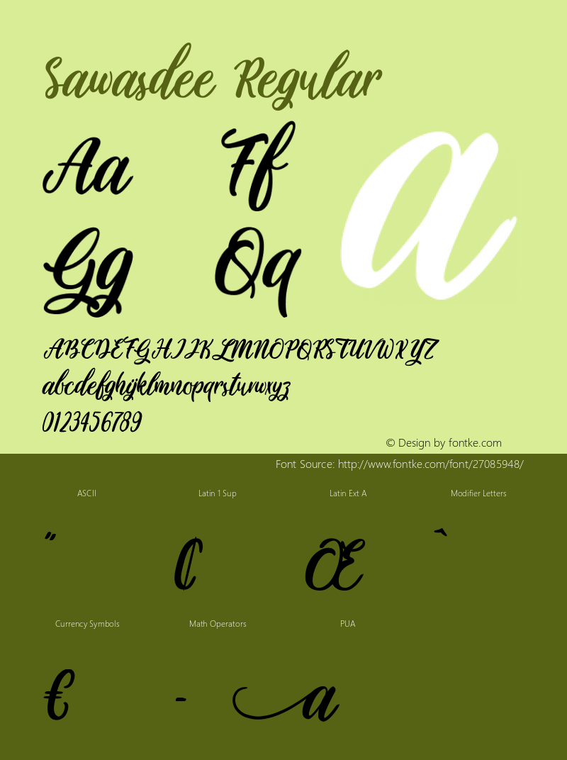 Sawasdee Version 1.000 Font Sample