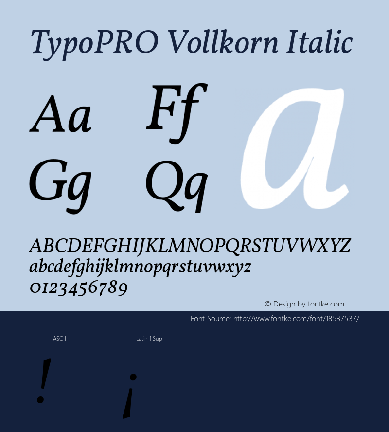 TypoPRO Vollkorn Italic Version 3.005;PS 003.005;hotconv 1.0.70;makeotf.lib2.5.58329 Font Sample