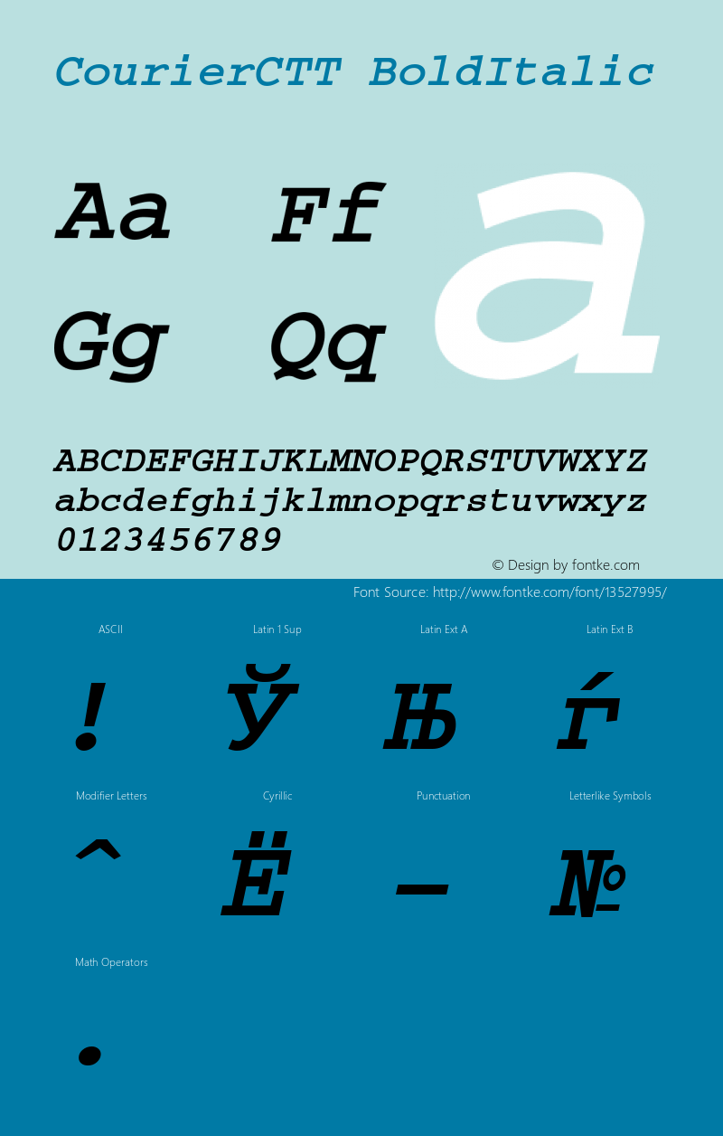 CourierCTT BoldItalic TrueType Maker version 1.10.00 Font Sample