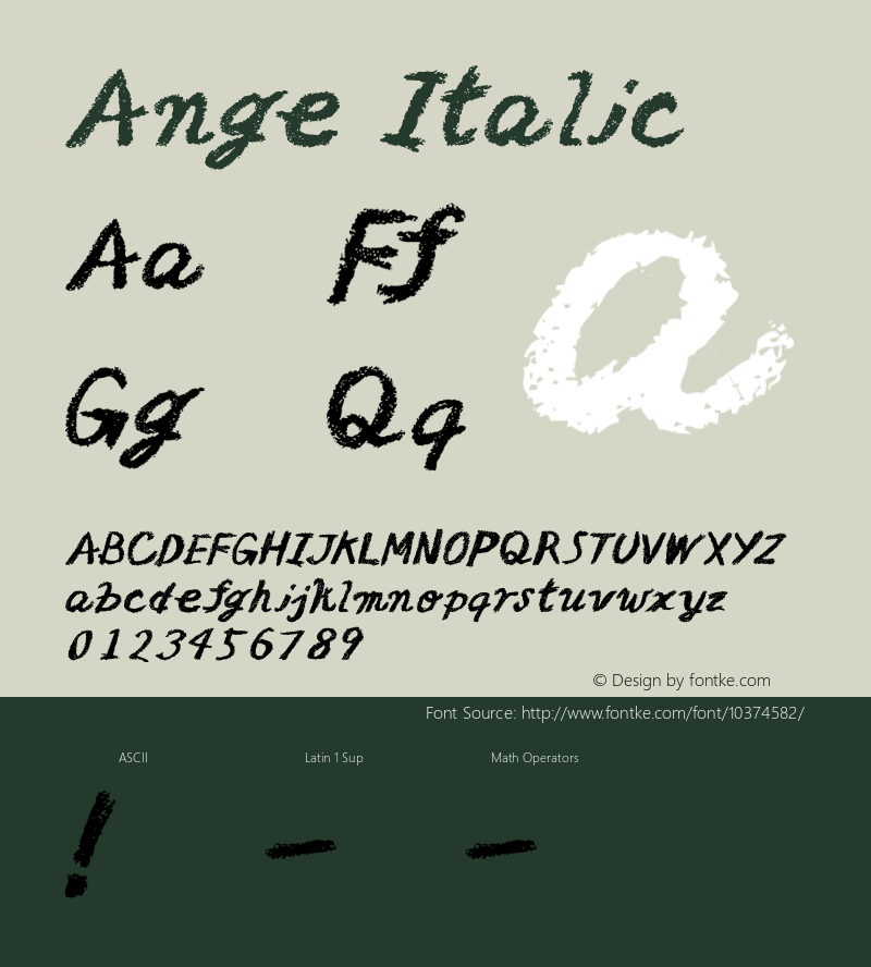 Ange Italic Fontographer 4.7 10.1.27 FG4M­0000002045 Font Sample