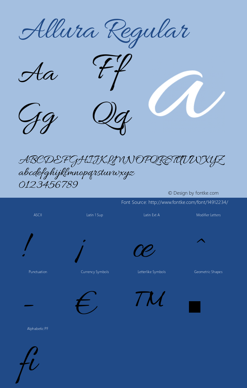 Allura Regular Version 1.004 Font Sample