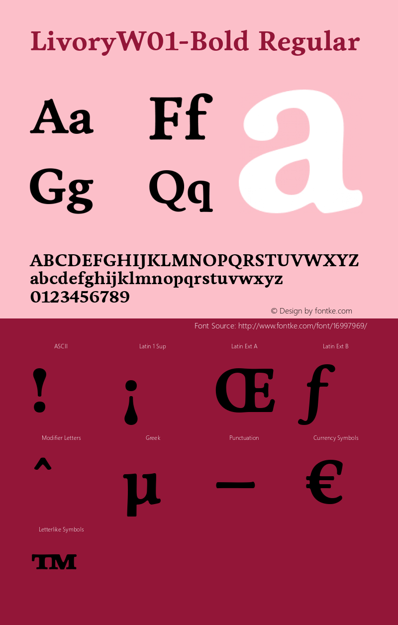 LivoryW01-Bold Regular Version 1.00 Font Sample