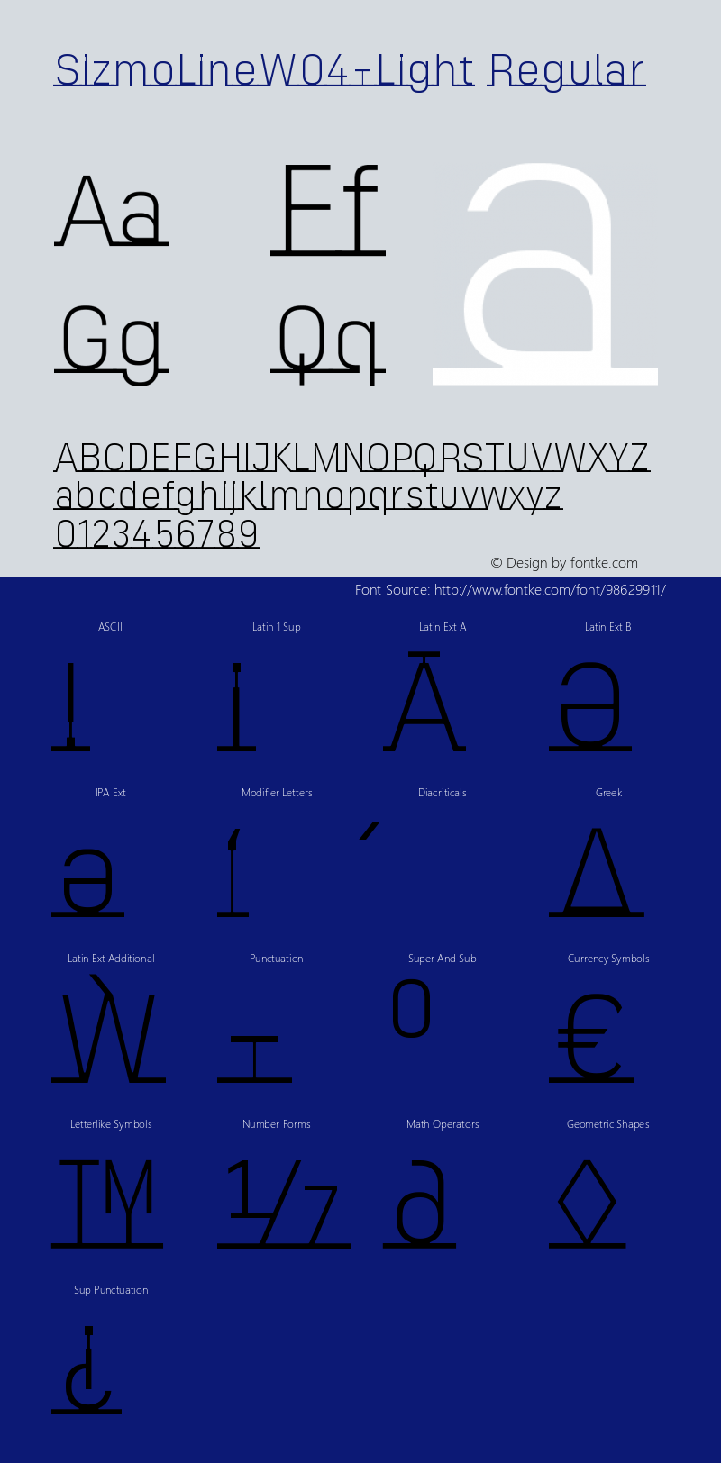 Sizmo Line W04 Light Version 7.504 Font Sample