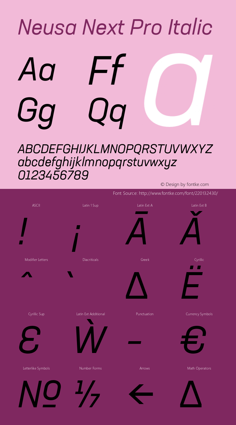 Neusa Next Pro Italic Version 1.002;PS 001.002;hotconv 1.0.88;makeotf.lib2.5.64775图片样张