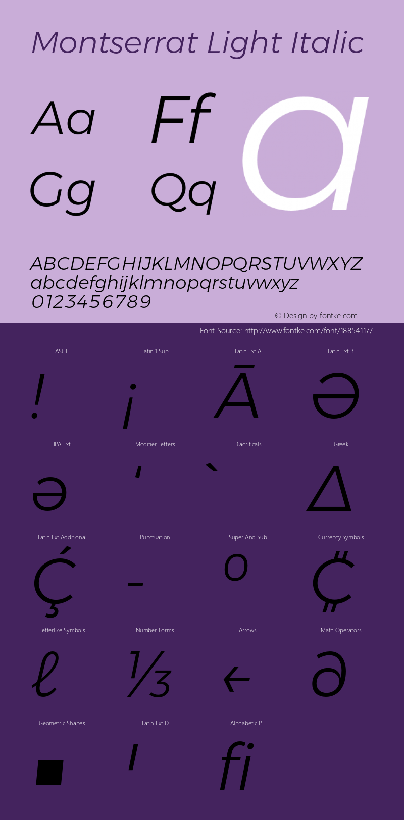 Montserrat Light Italic Version 6.002;PS 006.002;hotconv 1.0.88;makeotf.lib2.5.64775 Font Sample