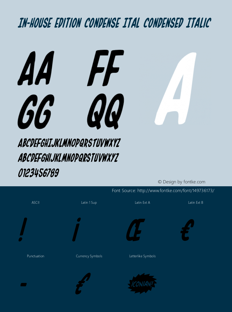 In-House Edition Condense Ital Version 1.0; 2013 Font Sample