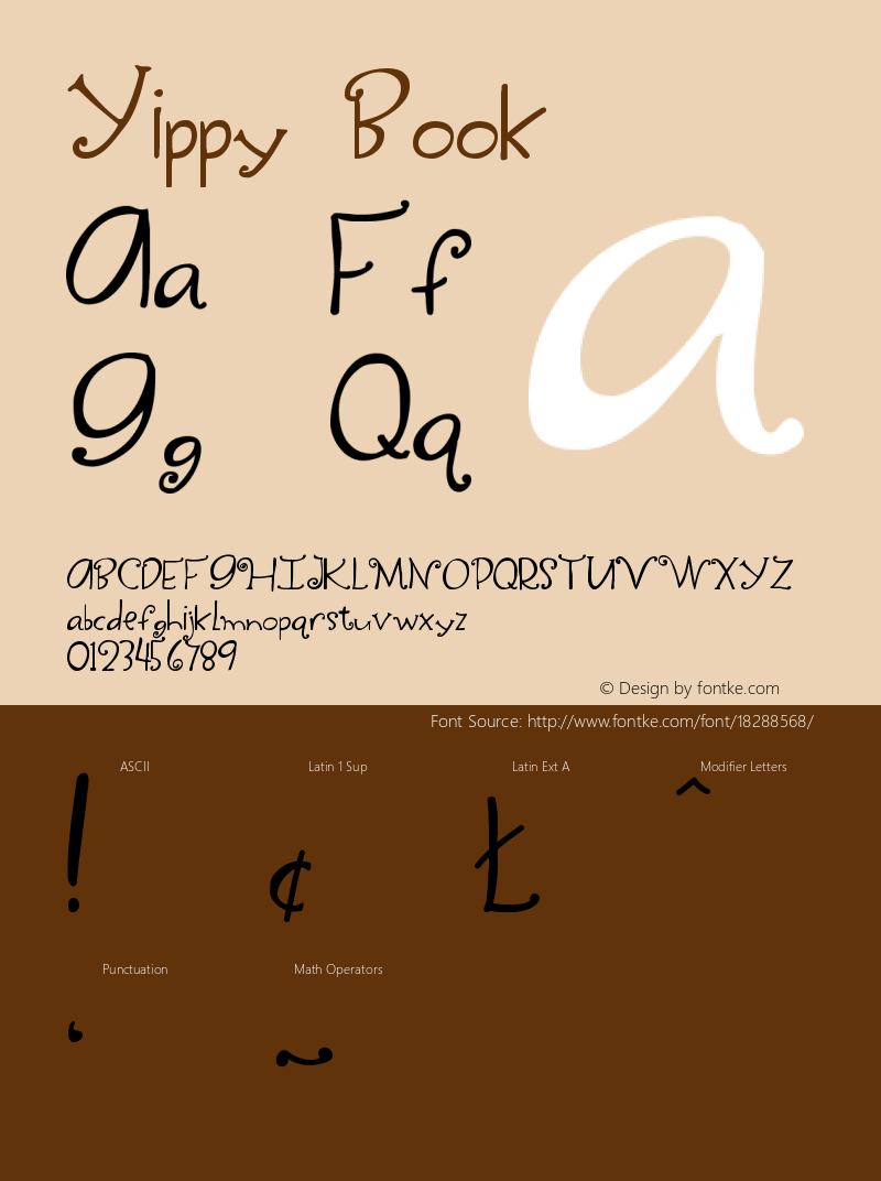 Yippy Book Version 1.0; 2001; initial r Font Sample