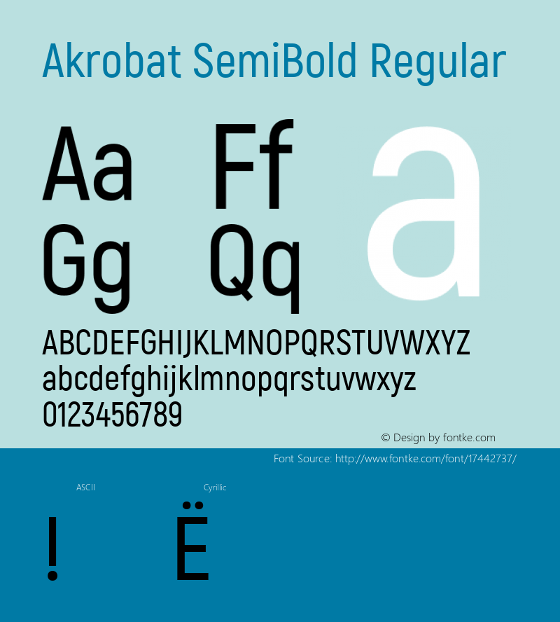 Akrobat SemiBold Regular Version 1.000;PS 001.000;hotconv 1.0.88;makeotf.lib2.5.64775; ttfautohint (v1.4.1) Font Sample