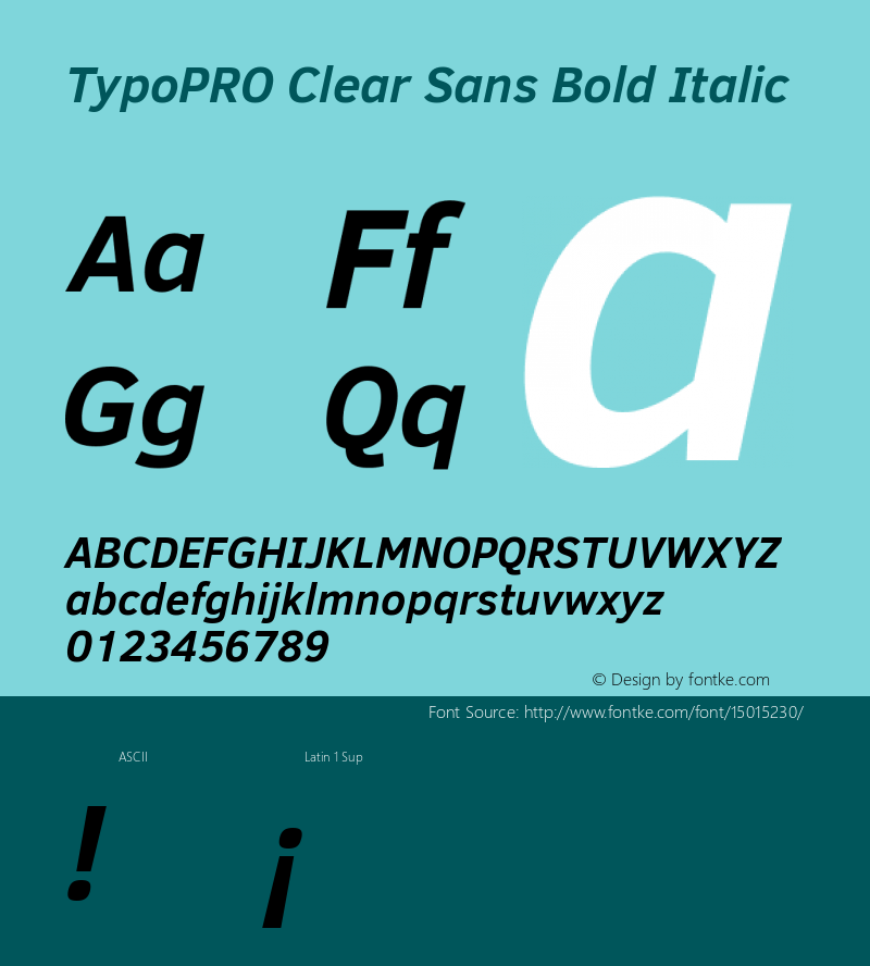 TypoPRO Clear Sans Bold Italic Version 1.00 Font Sample