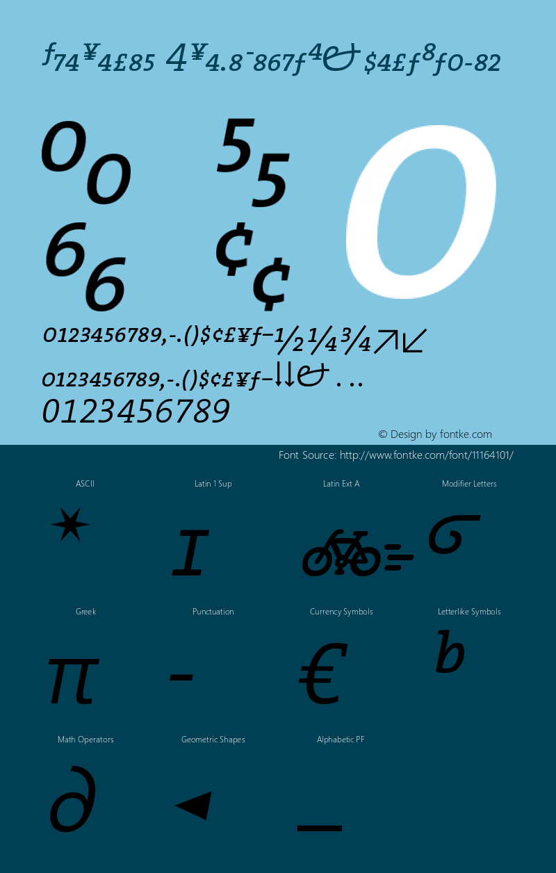 TheSerif 4SemiLightExpertItalic Version 1.0 Font Sample