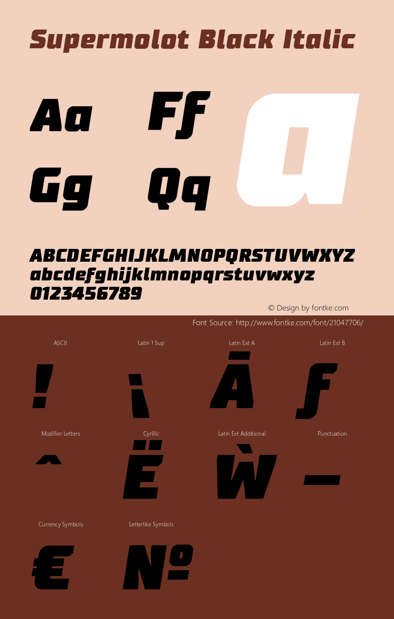 Supermolot-BlackItalic Version 1.000 Font Sample