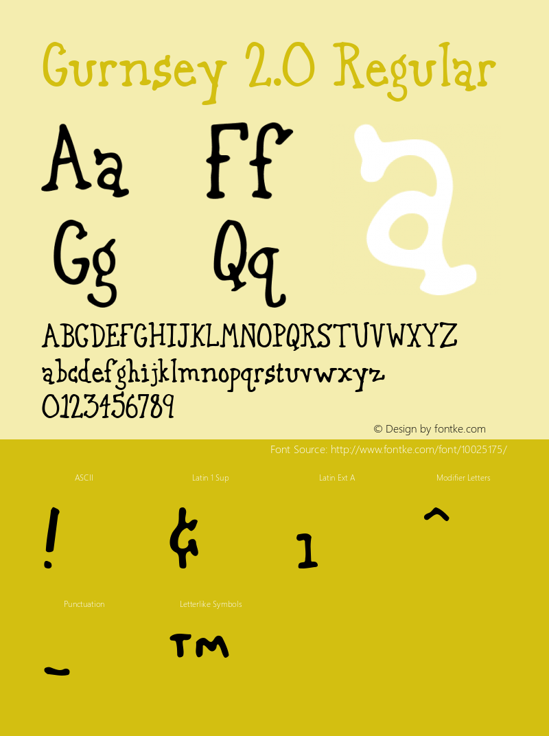 Gurnsey 2.0 Regular Altsys Fontographer 4.0.4D2 2/20/97 Font Sample