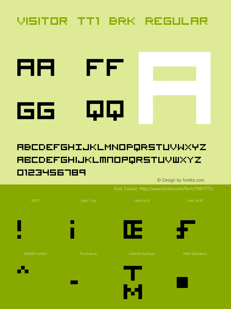 Visitor TT1 BRK Regular Version 3.11 Font Sample