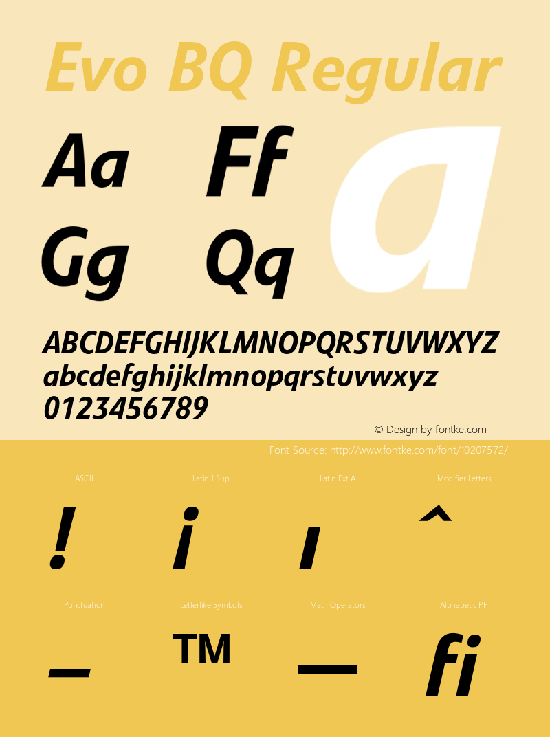 Evo BQ Regular 001.000 Font Sample