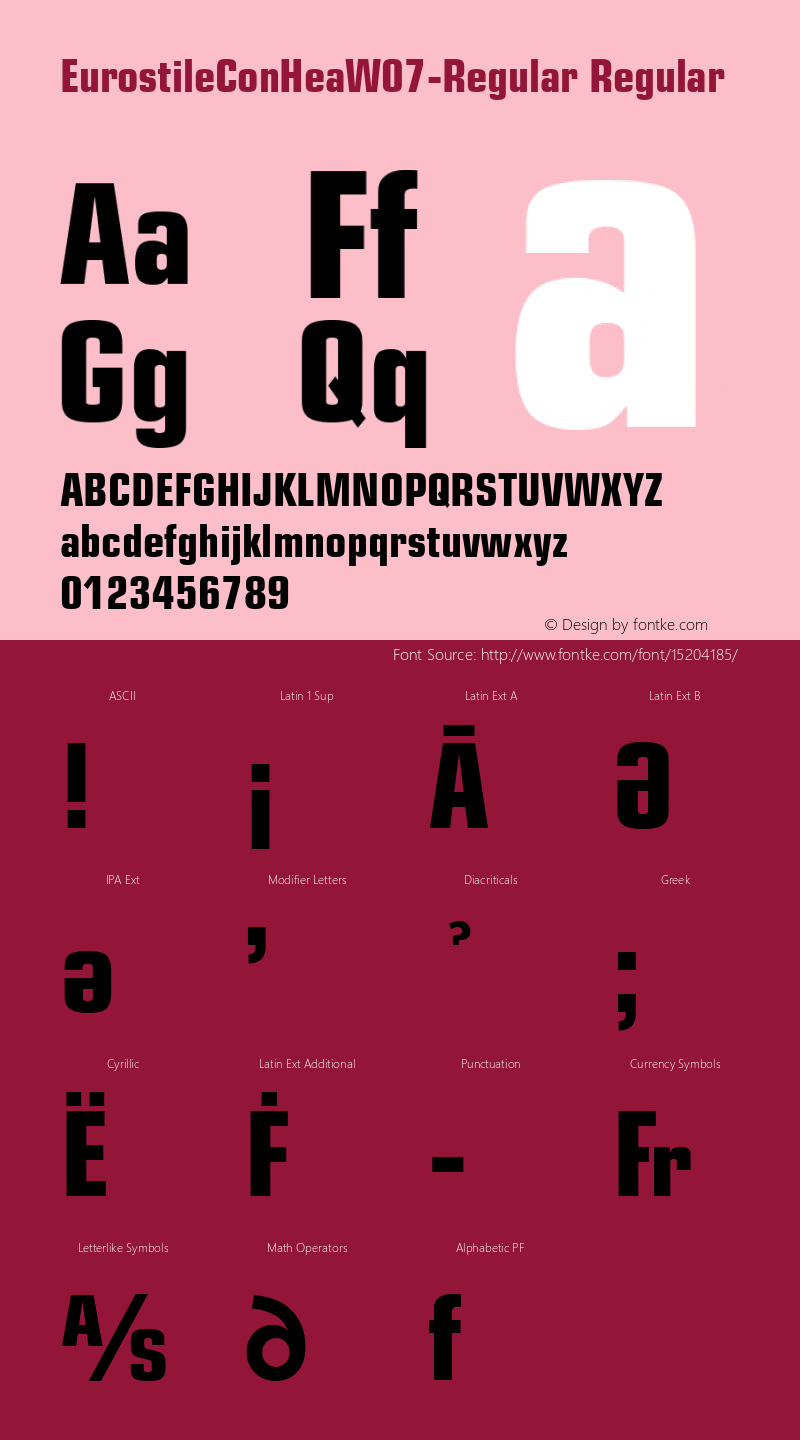 EurostileConHeaW07-Regular Regular Version 1.10 Font Sample