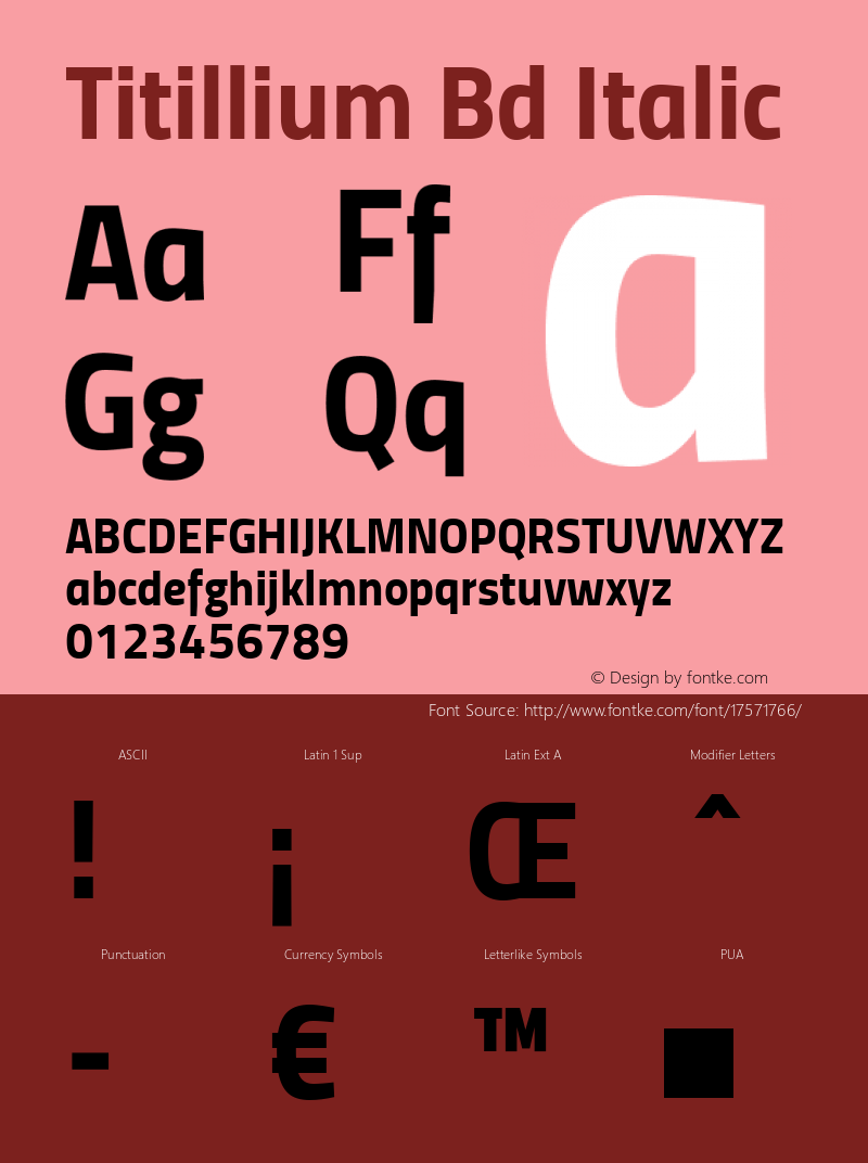 Titillium Bd Italic Version 1.000;PS 57.000;hotconv 1.0.70;makeotf.lib2.5.55311 Font Sample